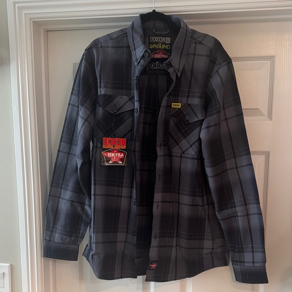 DIXXON Black & Gray Plaid Flannel Work Shirt